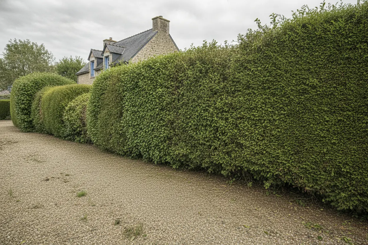 Après : Haie de thuyas réduite à Lambézellec — chantier réalisé par notre équipe à Brest