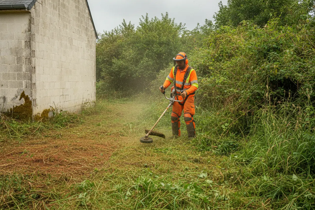 Débroussaillage d'une parcelle envahie de ronces à Guipavas