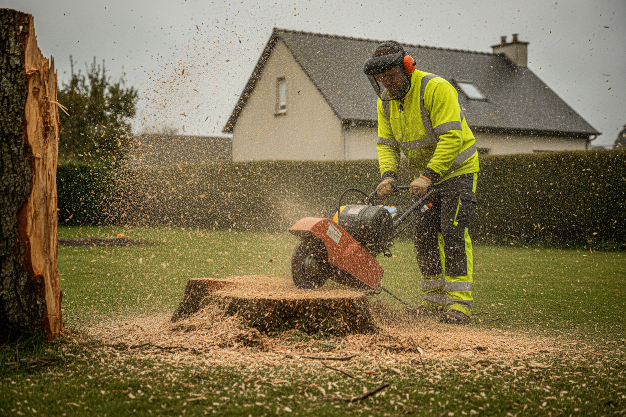 Dessouchage et rognage de souches à Brest : libérez votre terrain en une journée