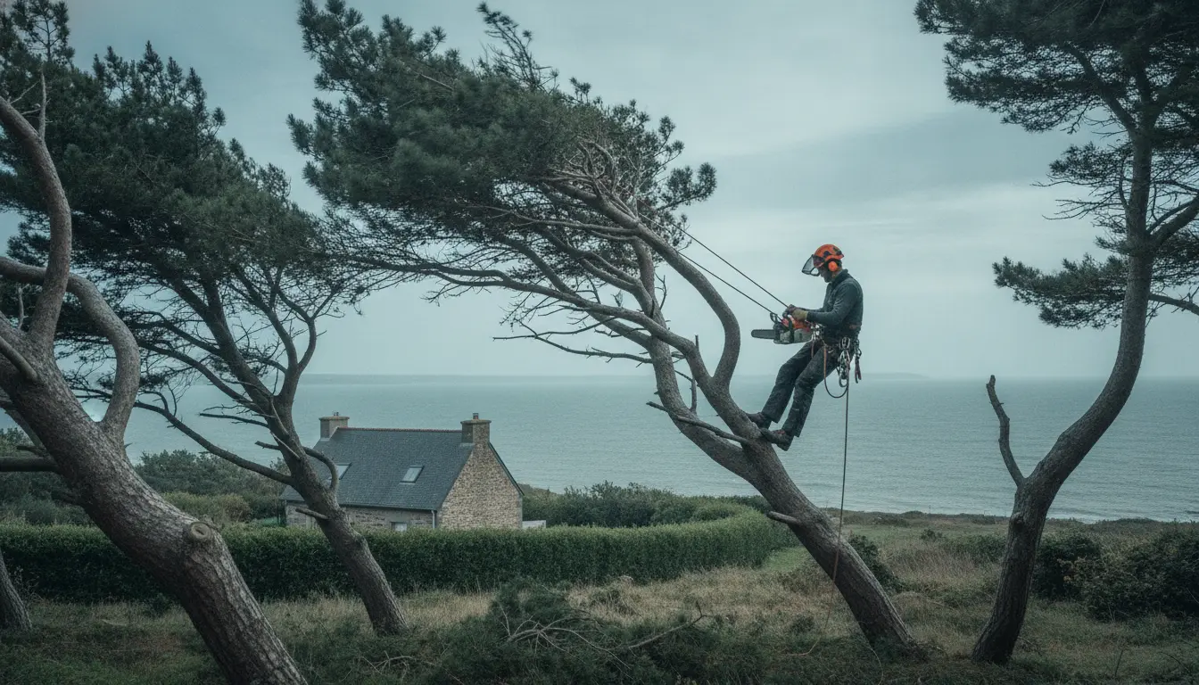 Élagueur professionnel à Plouzané (29280), Arbres exposés aux vents du large, interventions rapides